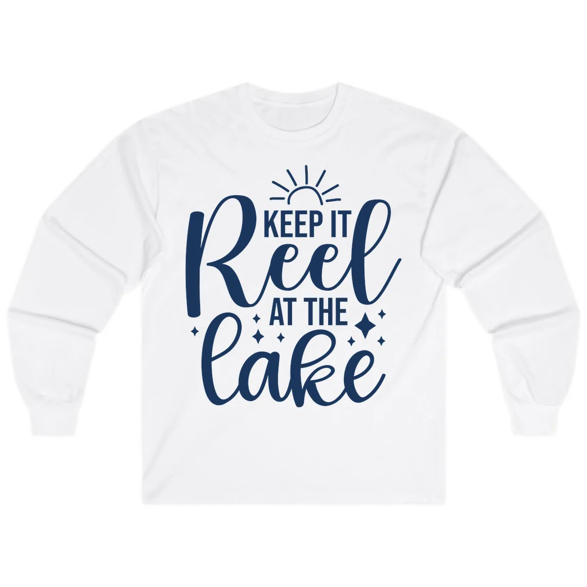 Keep It Reel At The Lake Design Long Sleeve in White