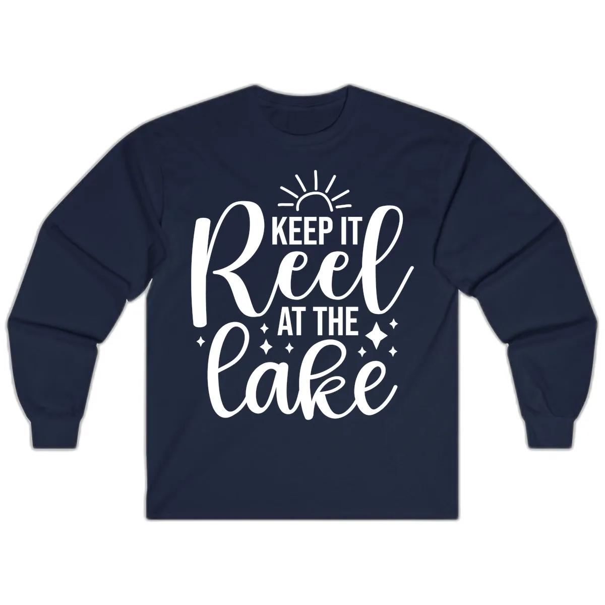 Keep It Reel At The Lake Design Long Sleeve in Navy