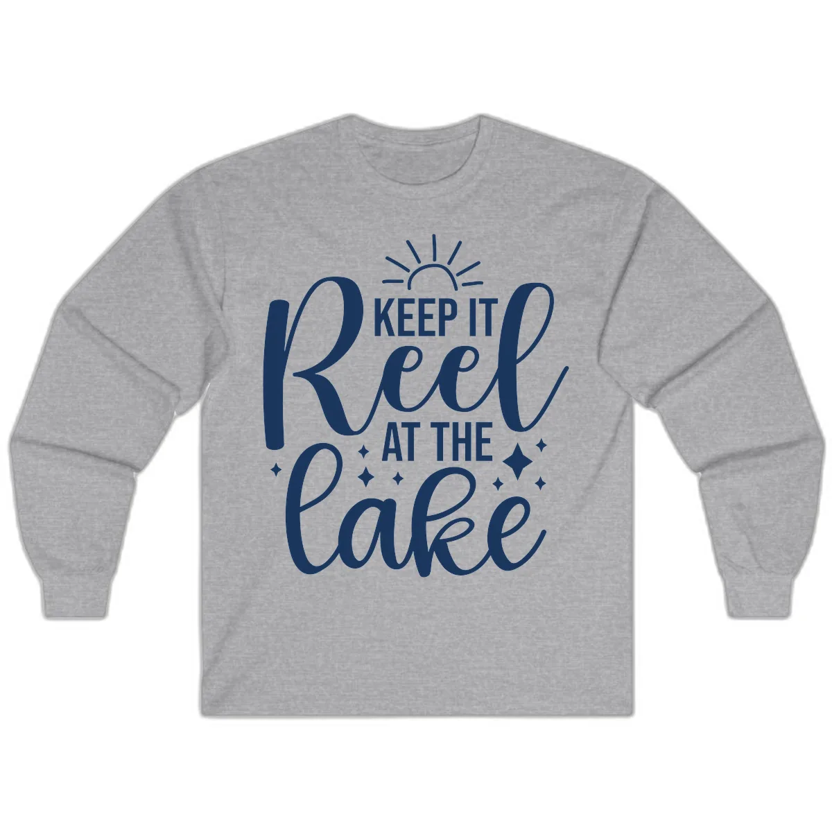Keep It Reel At The Lake Design Long Sleeve in Sport Grey