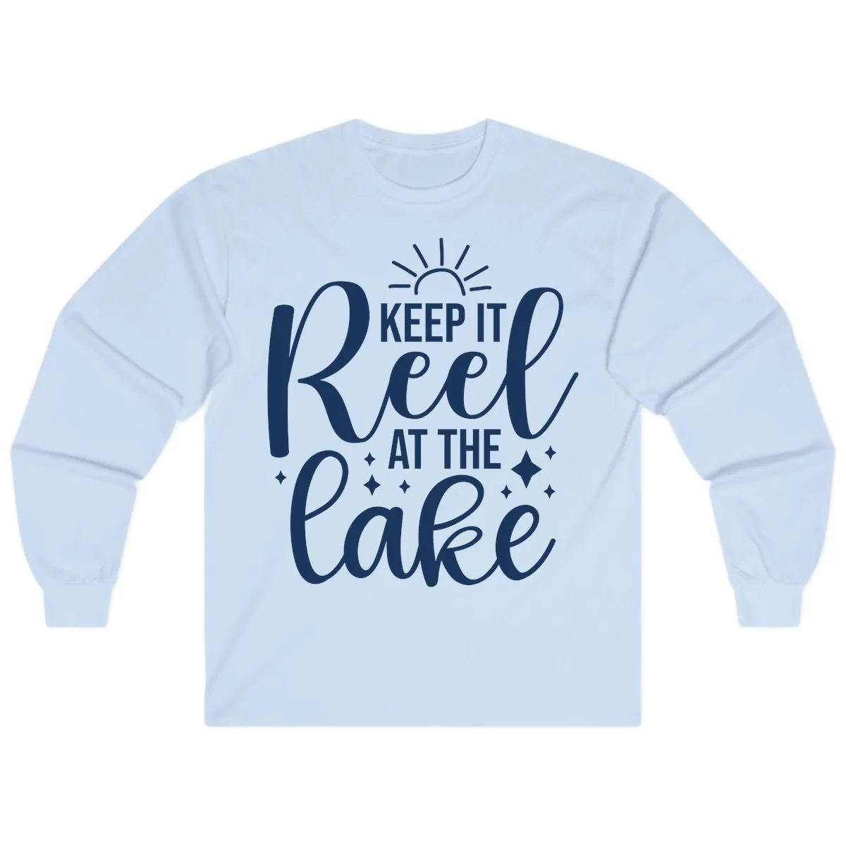 Keep It Reel At The Lake Design Long Sleeve in Light Blue