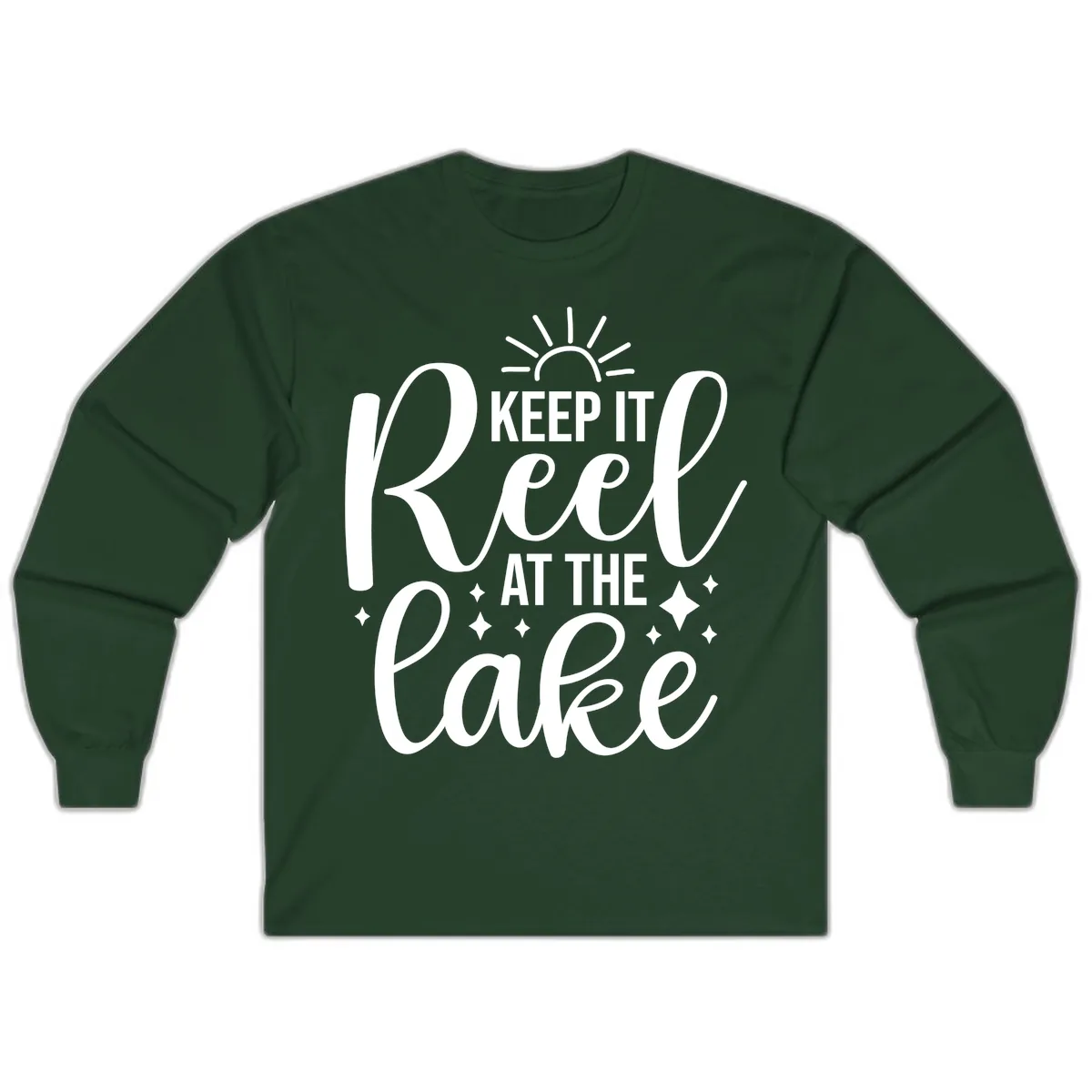 Keep It Reel At The Lake Design Long Sleeve in Forest Green