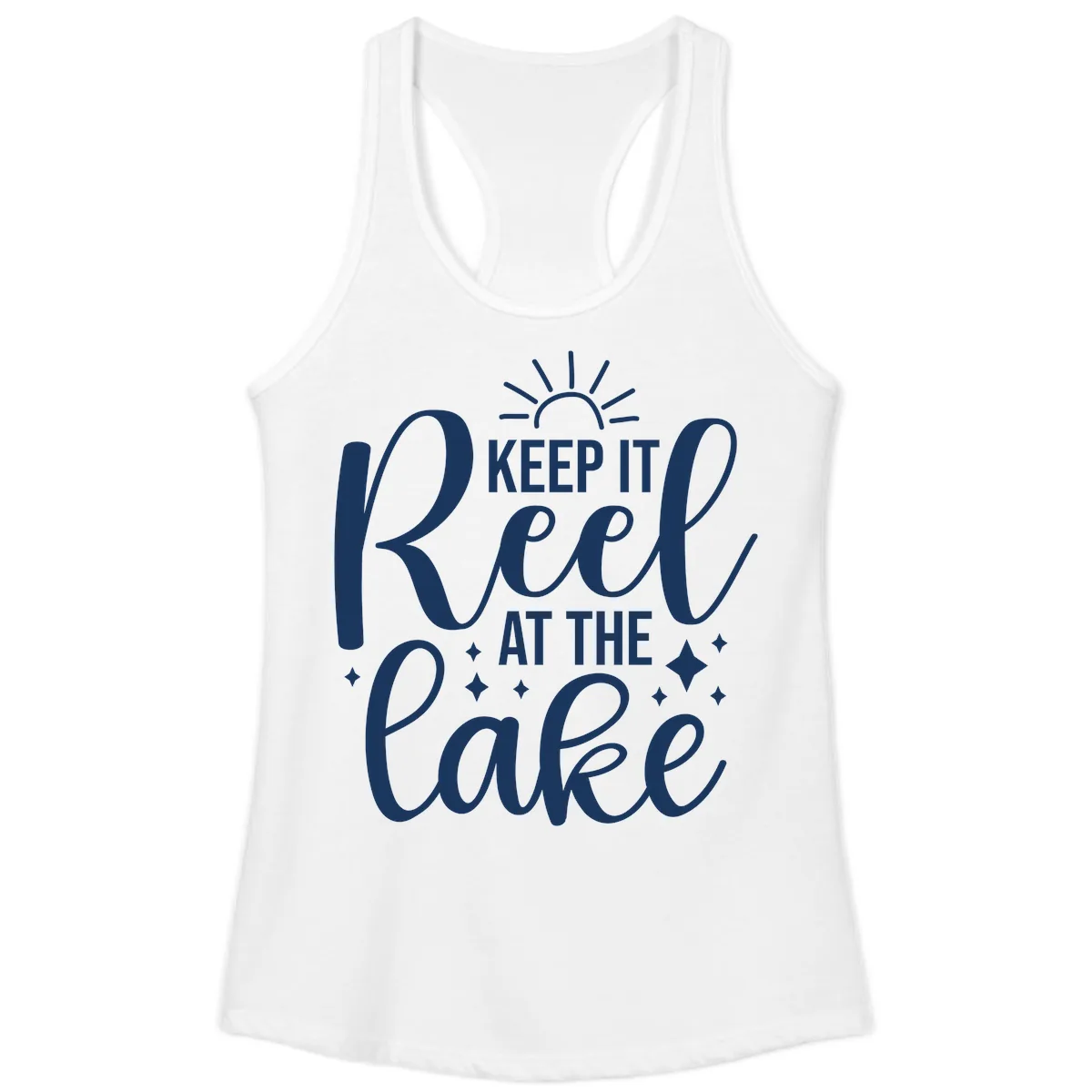 Keep It Reel At The Lake Design Ladies Tank in White