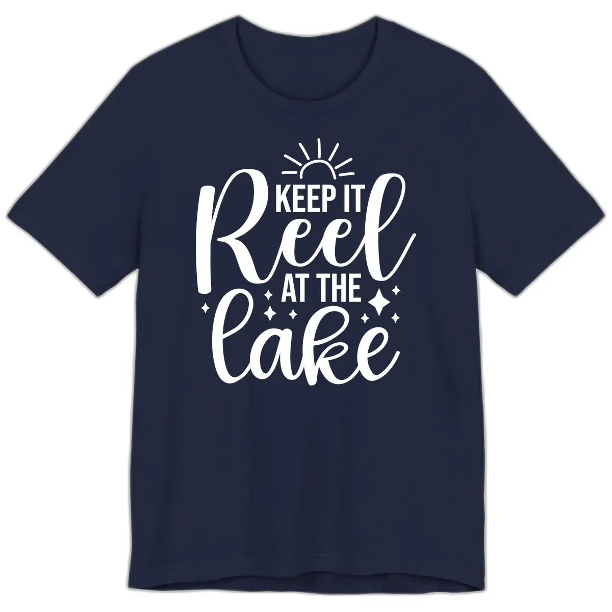 Keep It Reel At The Lake Design Premium T-Shirt in Navy