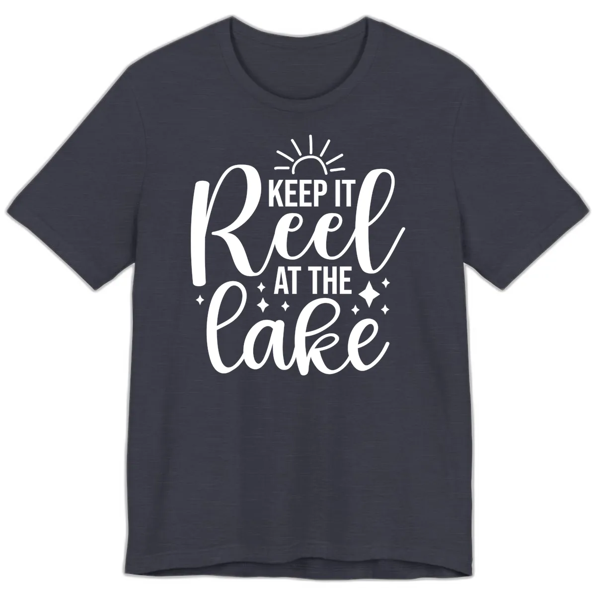 Keep It Reel At The Lake Design Premium T-Shirt in Heather Midnight Navy