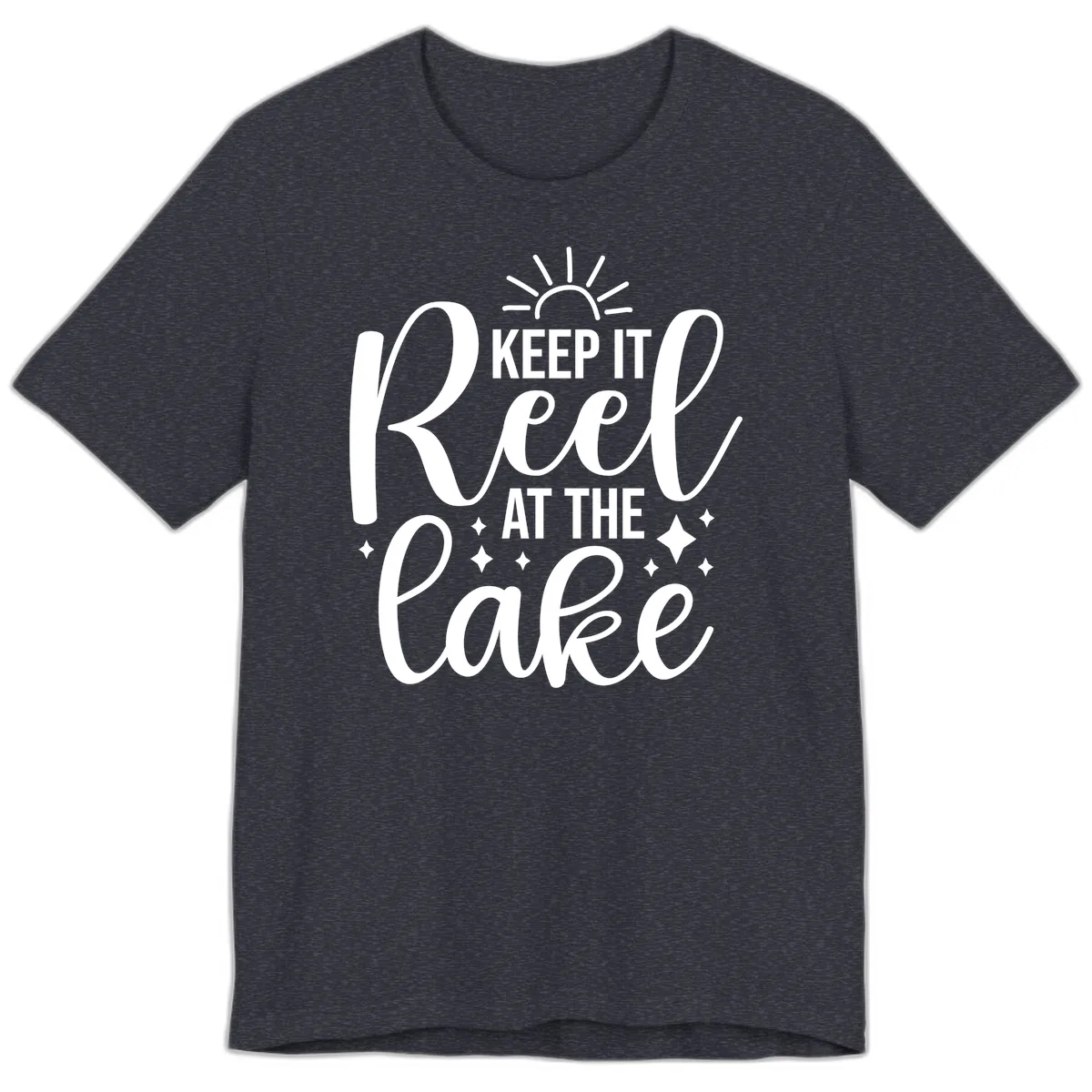 Keep It Reel At The Lake Design Premium T-Shirt in Heather Navy