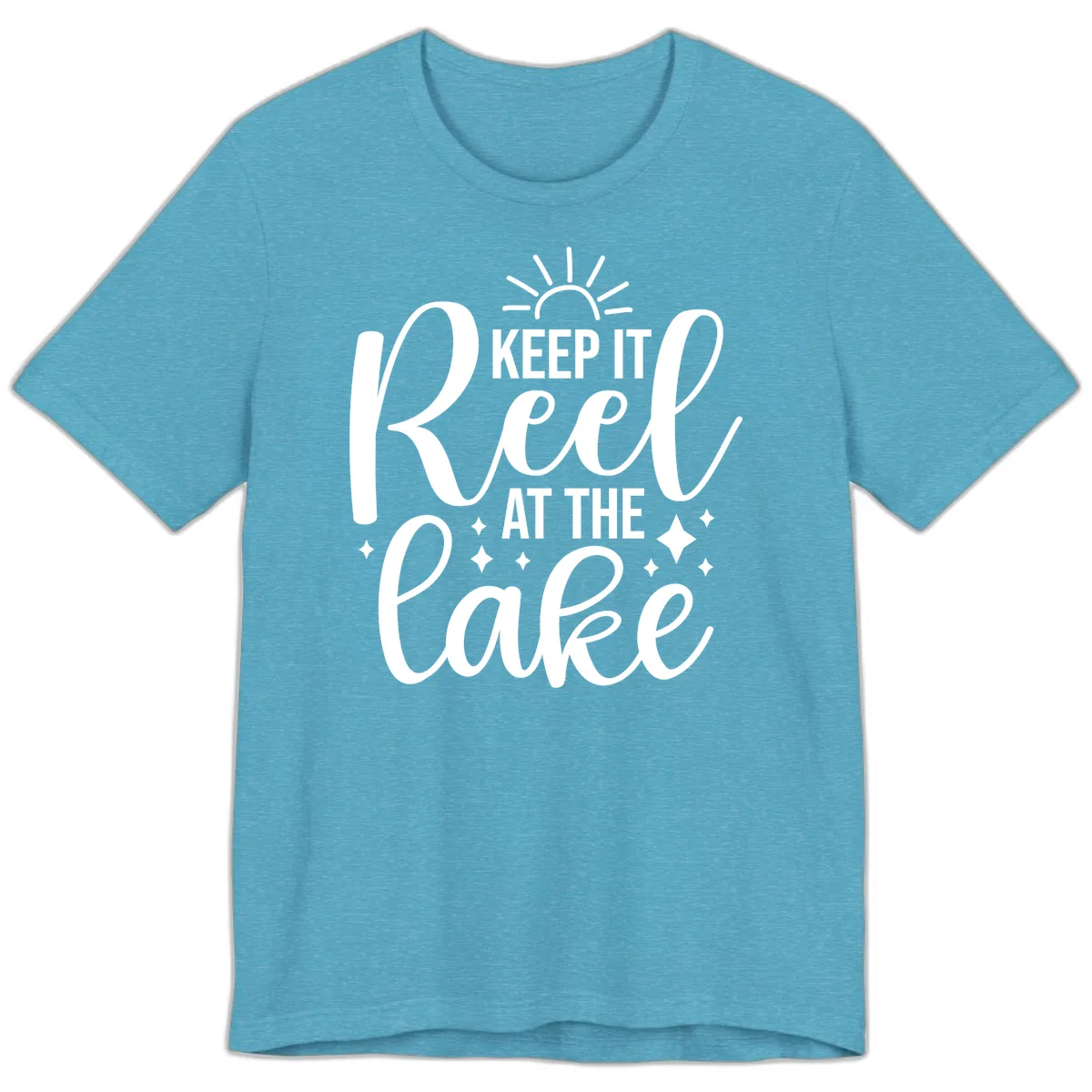 Keep It Reel At The Lake Design Premium T-Shirt in Heather Aqua