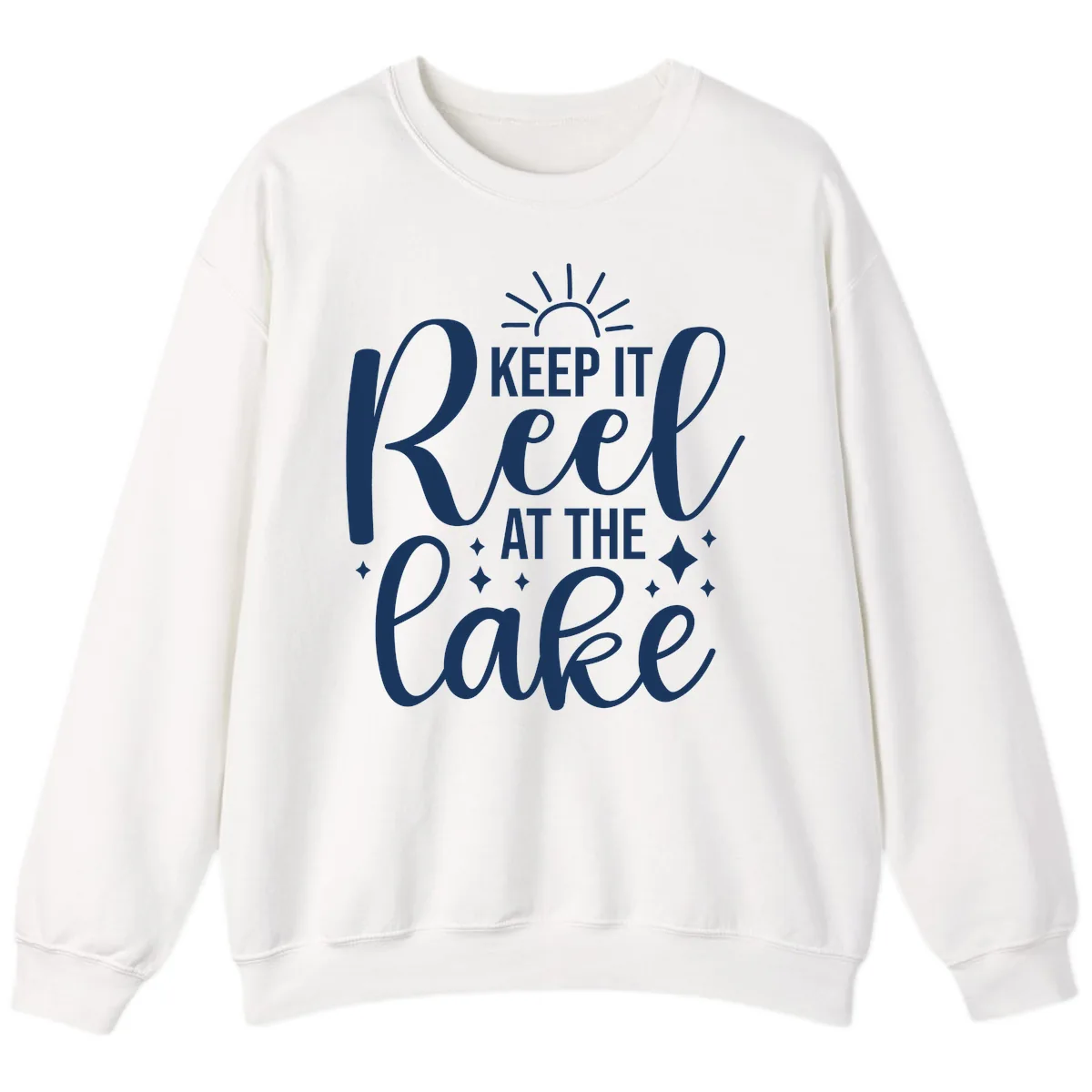 Keep It Reel At The Lake Design Sweatshirt in White