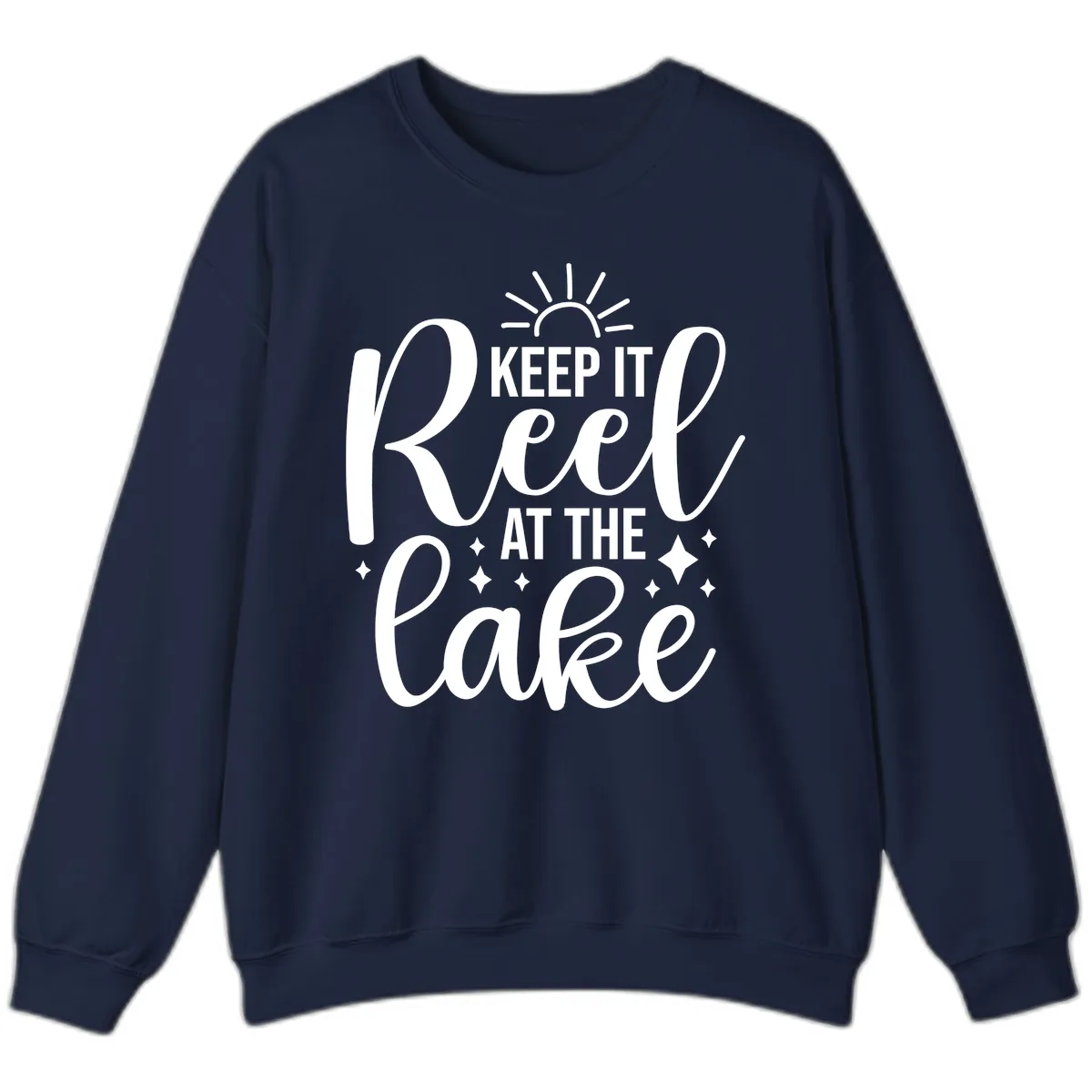 Keep It Reel At The Lake Design Sweatshirt in Navy