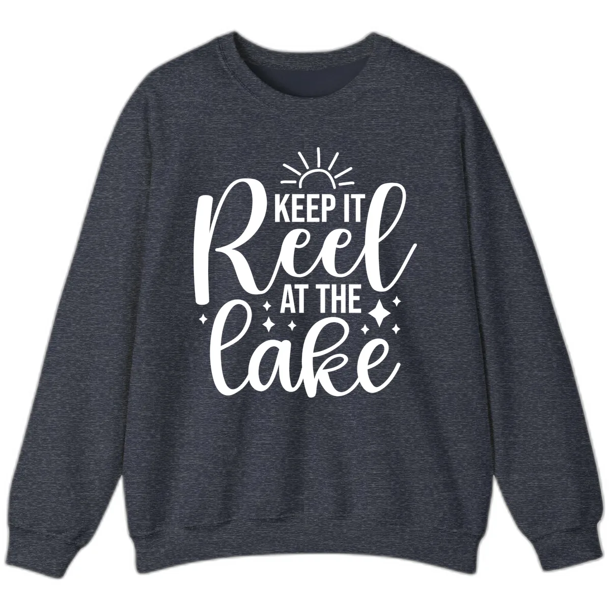 Keep It Reel At The Lake Design Sweatshirt in Heather Sport Dark Navy
