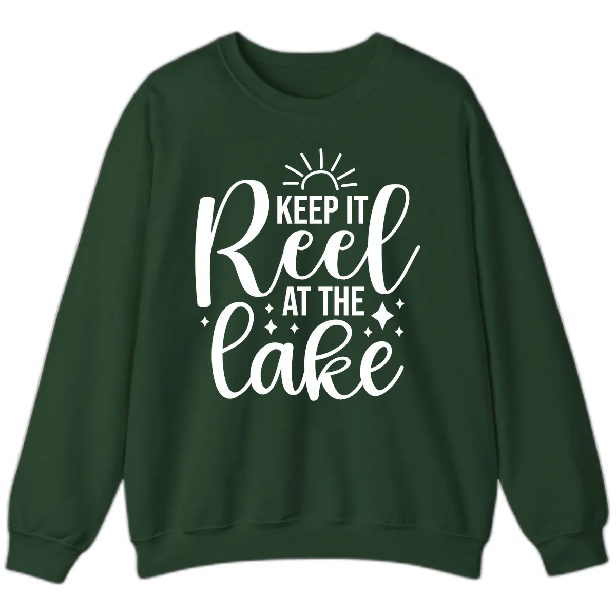 Keep It Reel At The Lake Design Sweatshirt in Forest Green