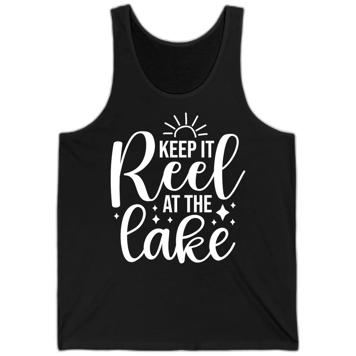 Keep It Reel At The Lake Design Tank in Black