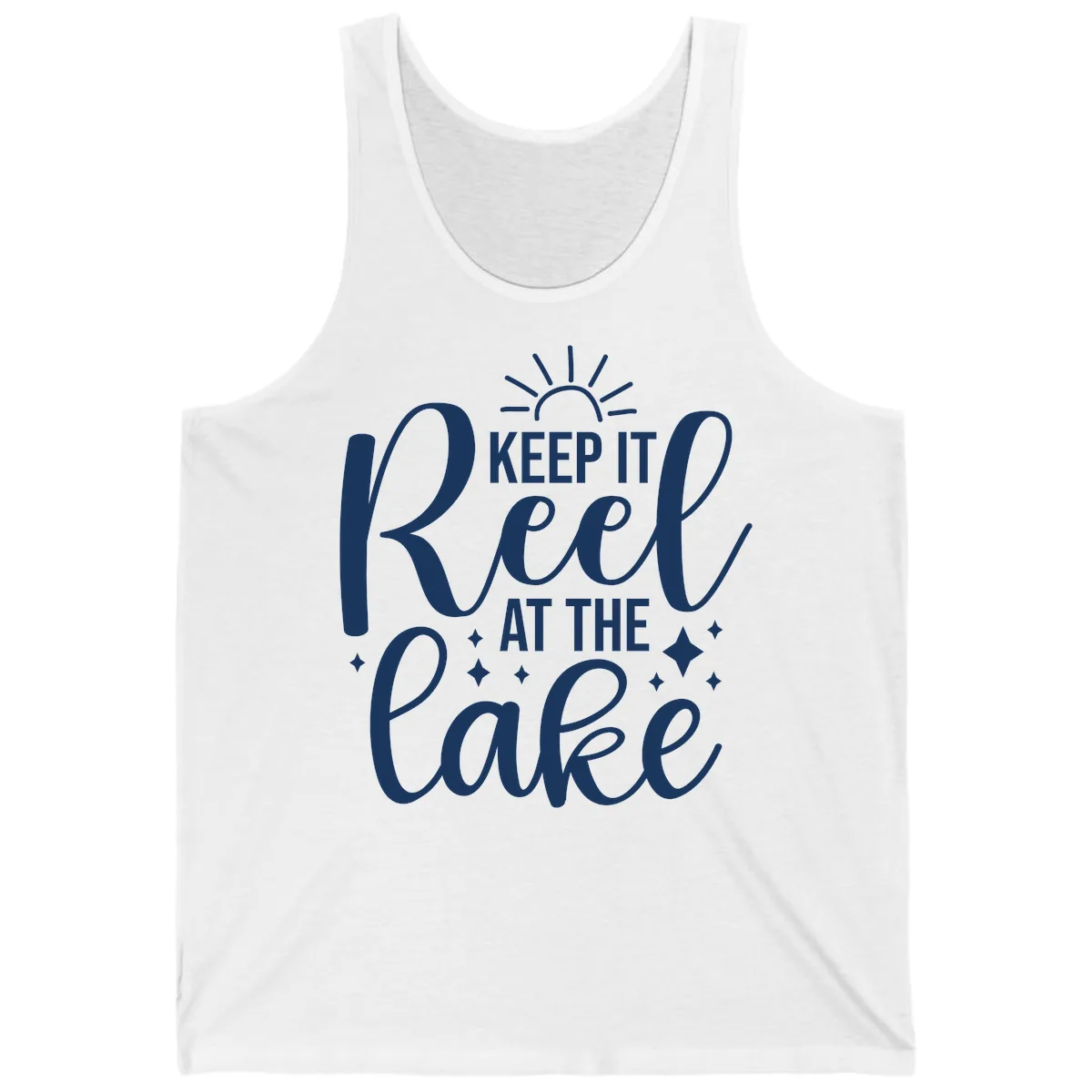 Keep It Reel At The Lake Design Tank in White