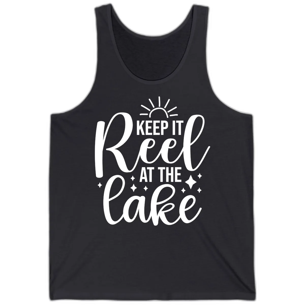 Keep It Reel At The Lake Design Tank in Dark Grey