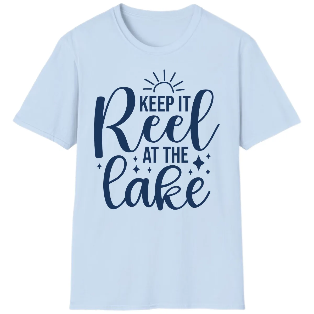 Keep It Reel At The Lake Design T-Shirt in Light Blue