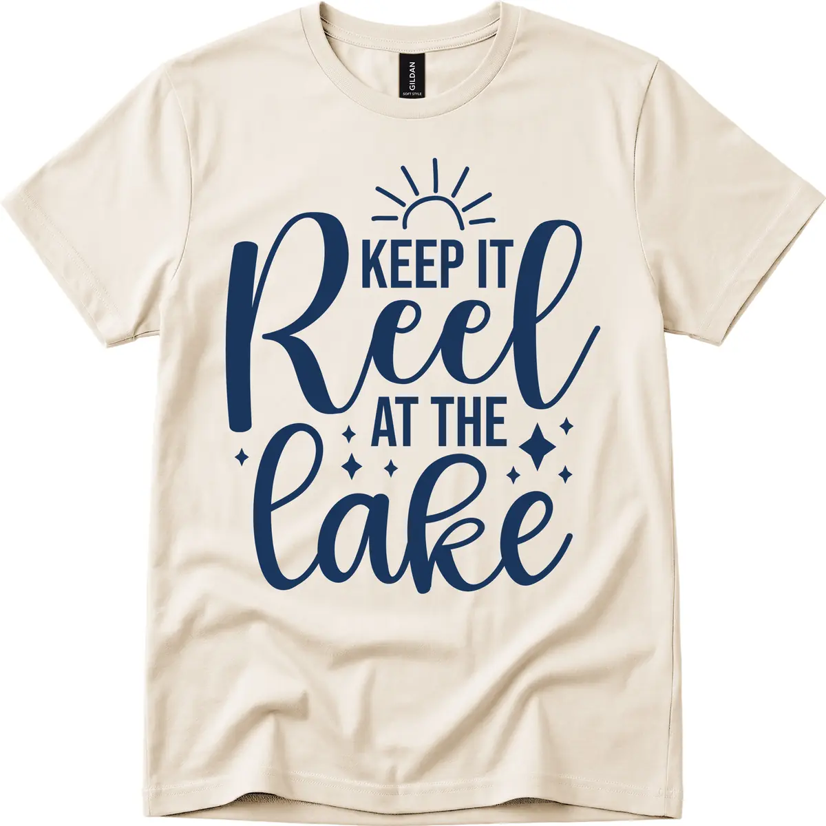 Keep It Reel At The Lake Design T-Shirt in Natural