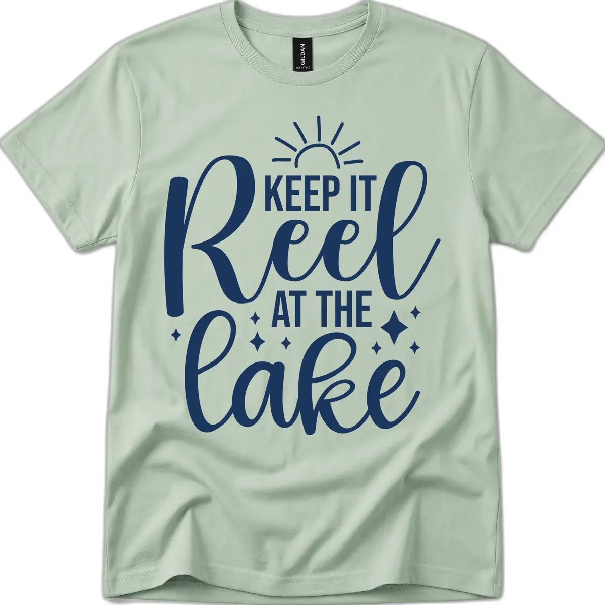 Keep It Reel At The Lake Design T-Shirt in Sage