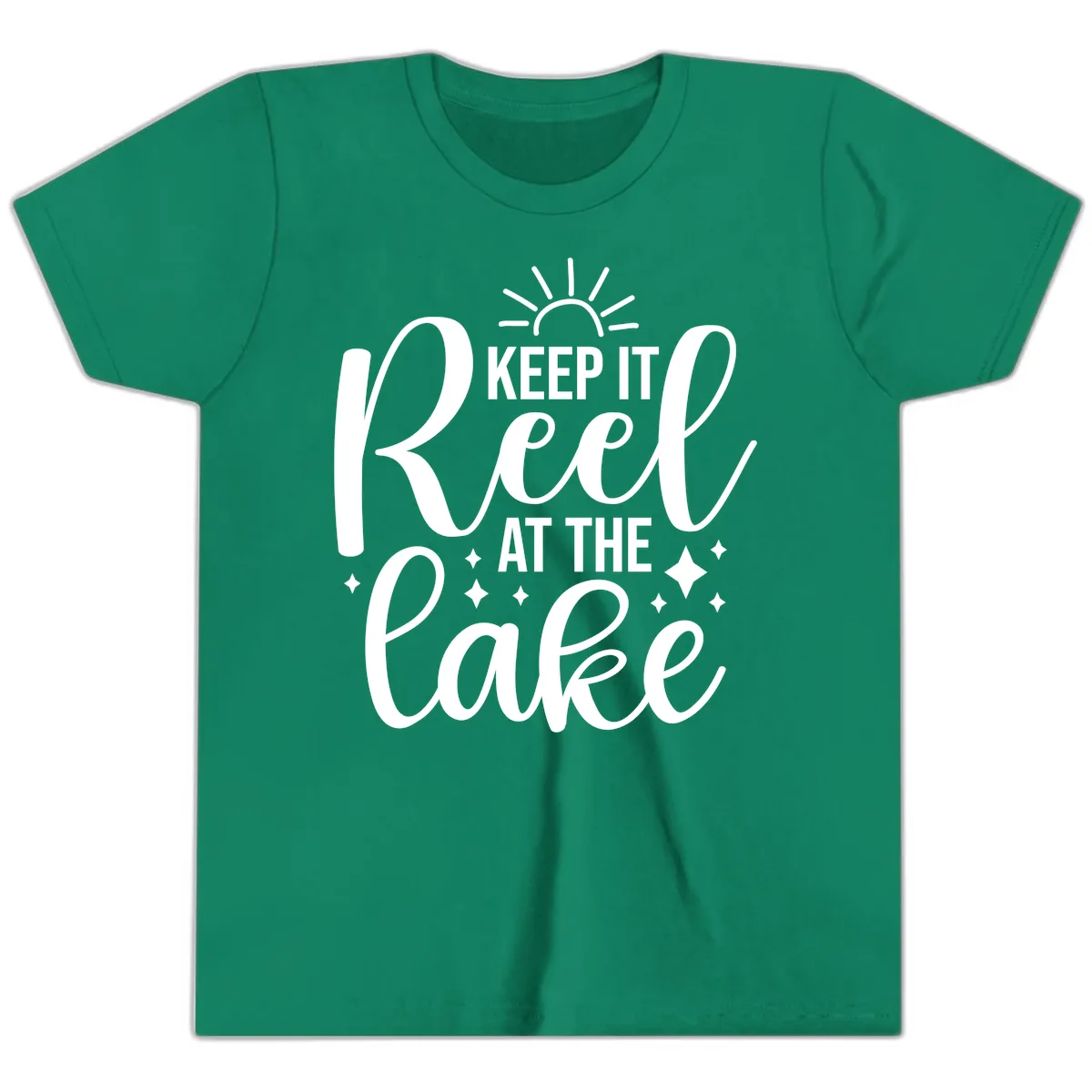 Keep It Reel At The Lake Design Youth T-Shirt in Kelly