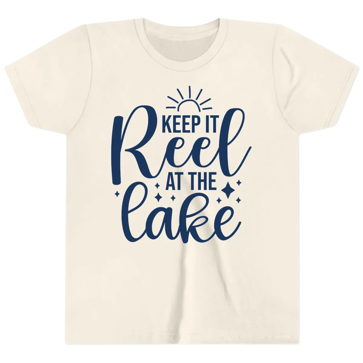 Keep It Reel At The Lake Design Youth T-Shirt in Natural