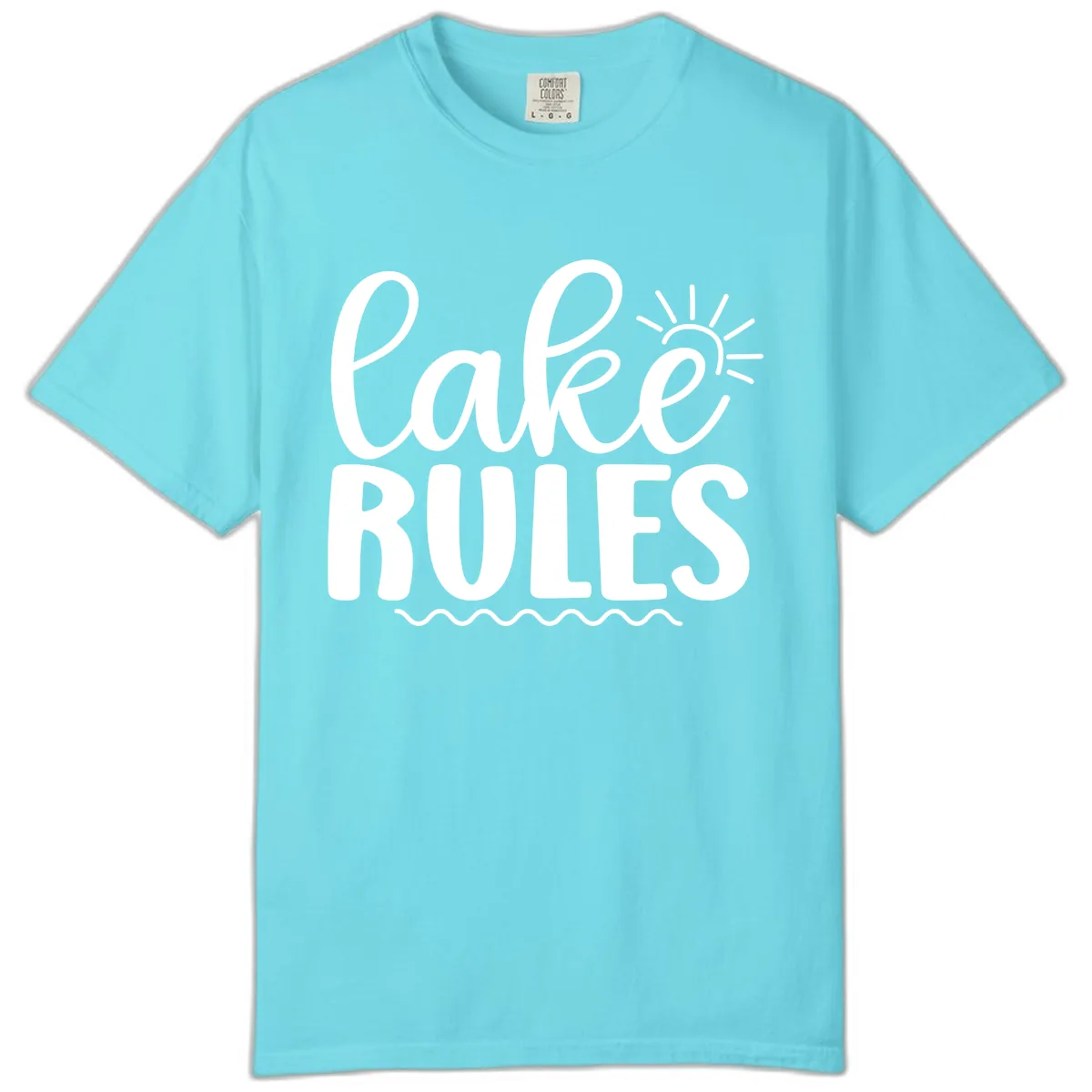 Lake Rules Typography Design Comfort Color in Lagoon Blue