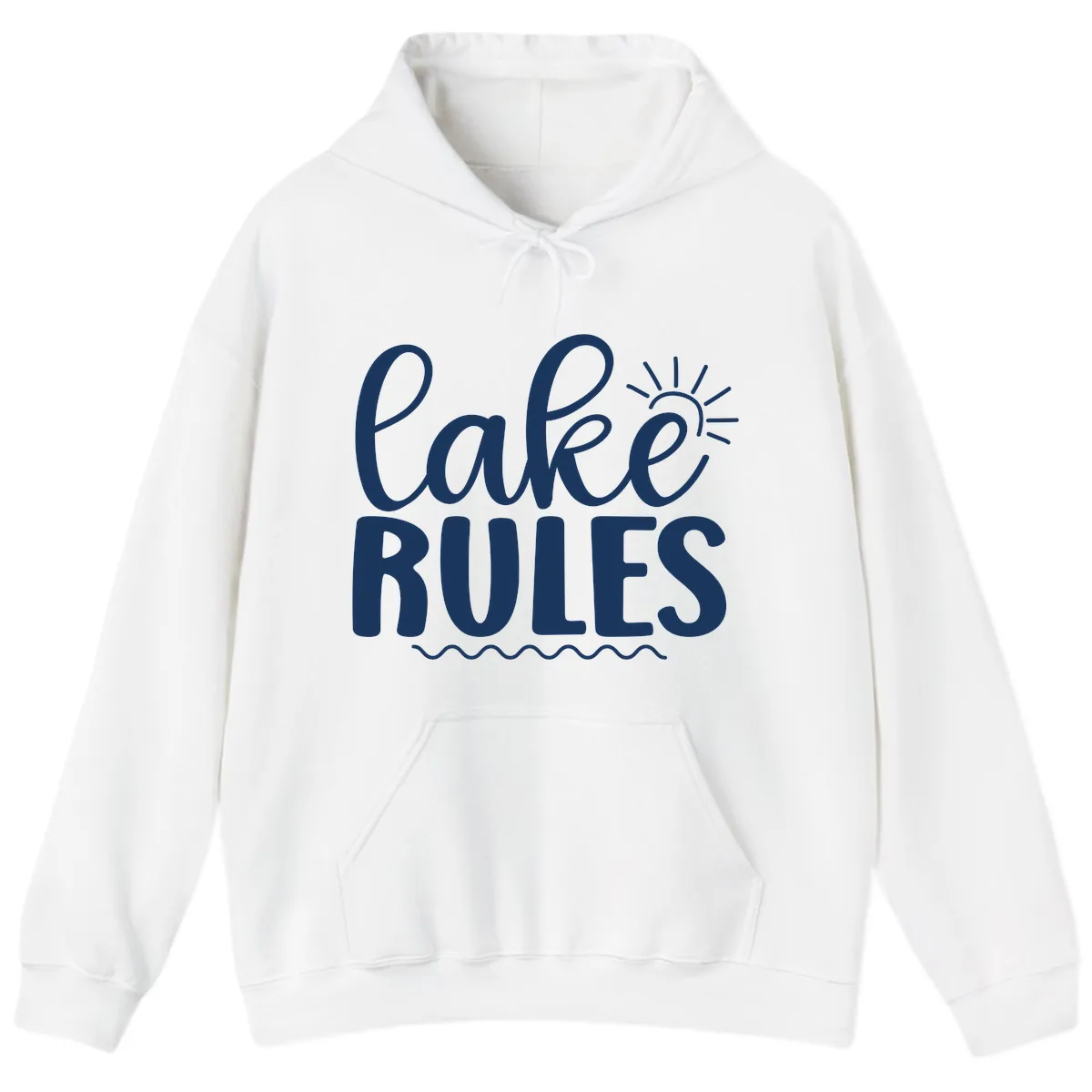Lake Rules Typography Design Hoodie in White