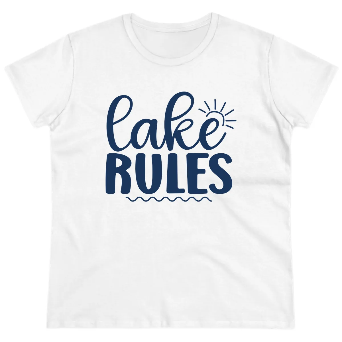 Lake Rules Typography Design Ladies Tee in White