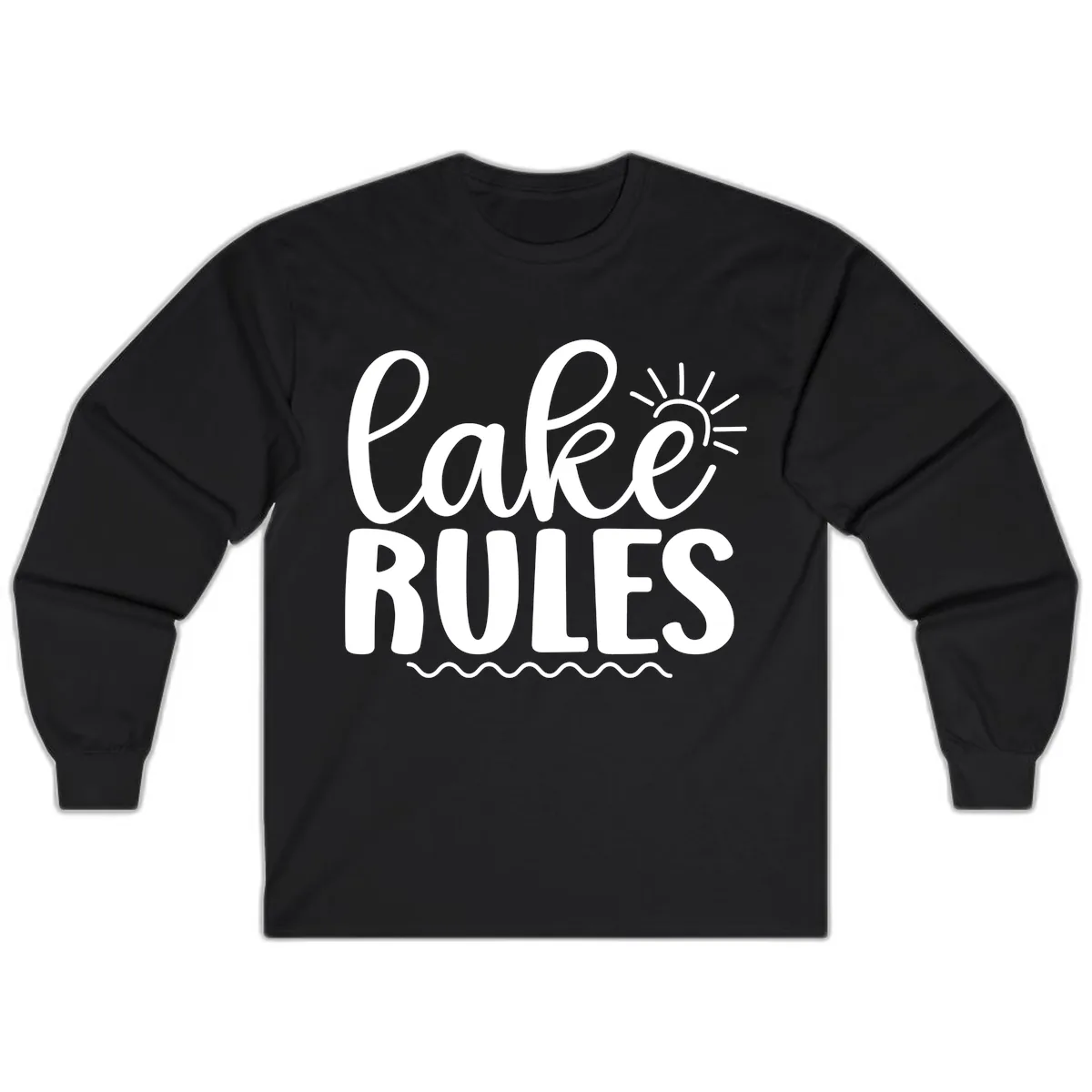 Lake Rules Typography Design Long Sleeve in Black