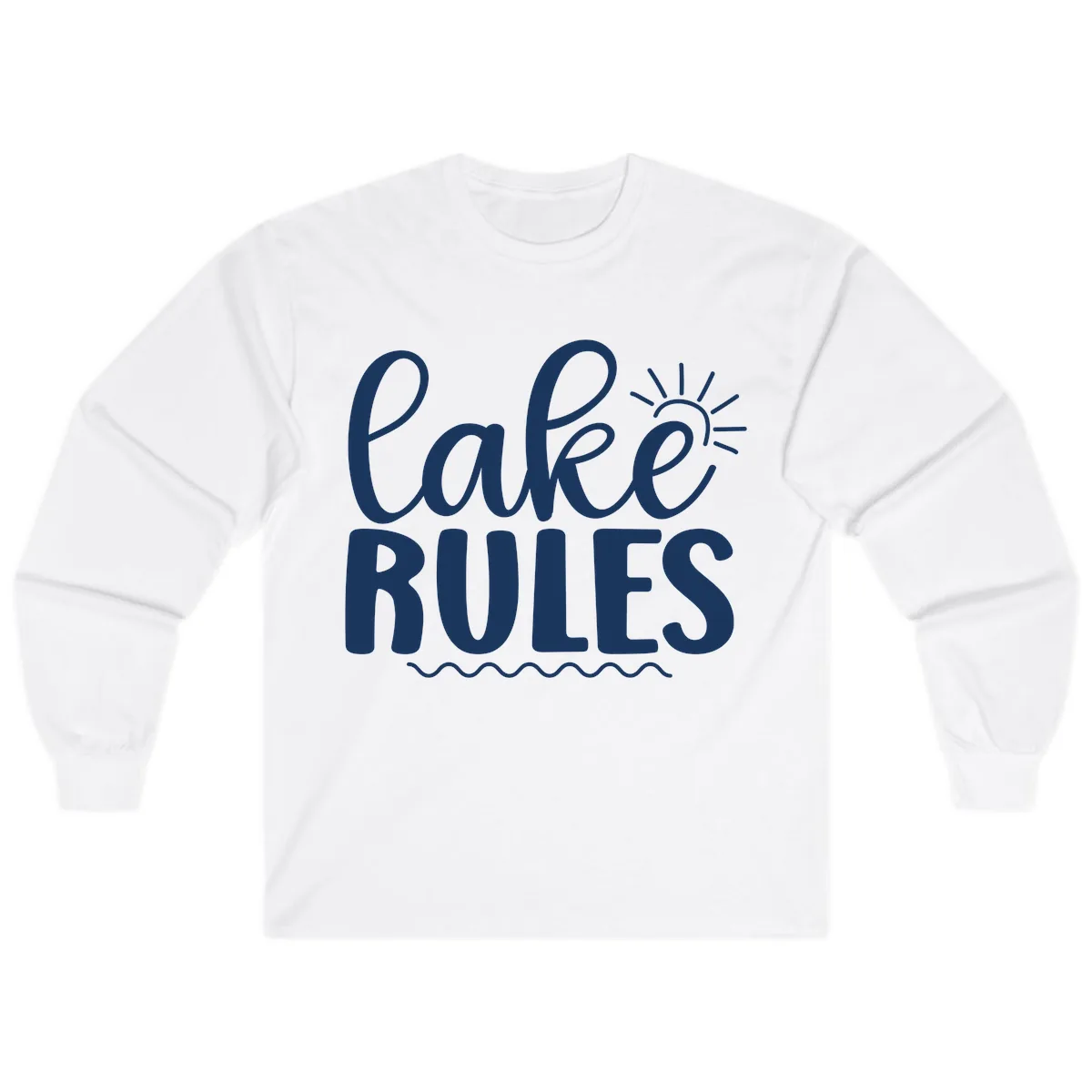 Lake Rules Typography Design Long Sleeve in White