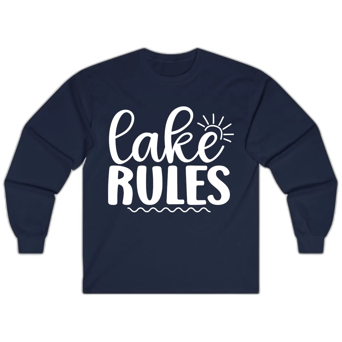 Lake Rules Typography Design Long Sleeve in Navy