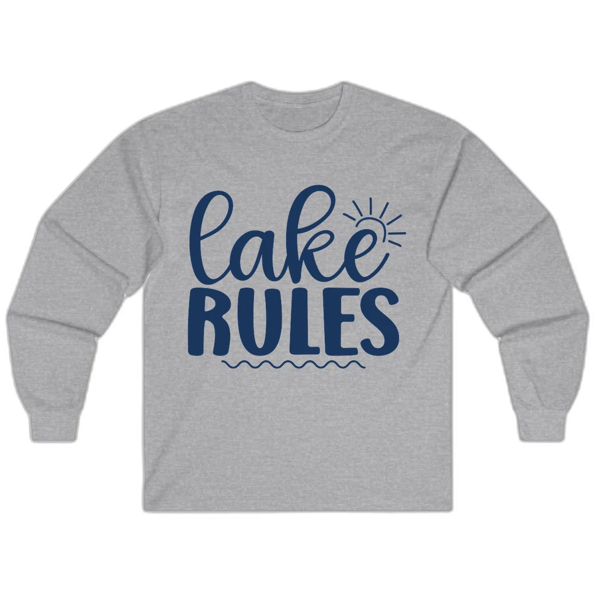 Lake Rules Typography Design Long Sleeve in Sport Grey