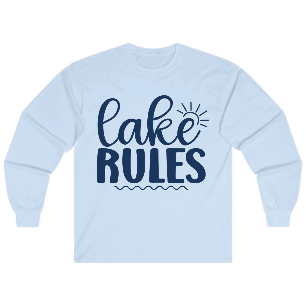 Lake Rules Typography Design Long Sleeve in Light Blue