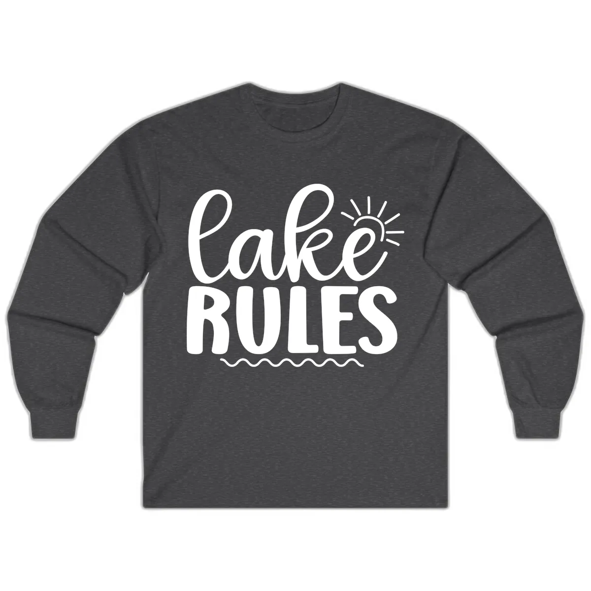 Lake Rules Typography Design Long Sleeve in Dark Heather