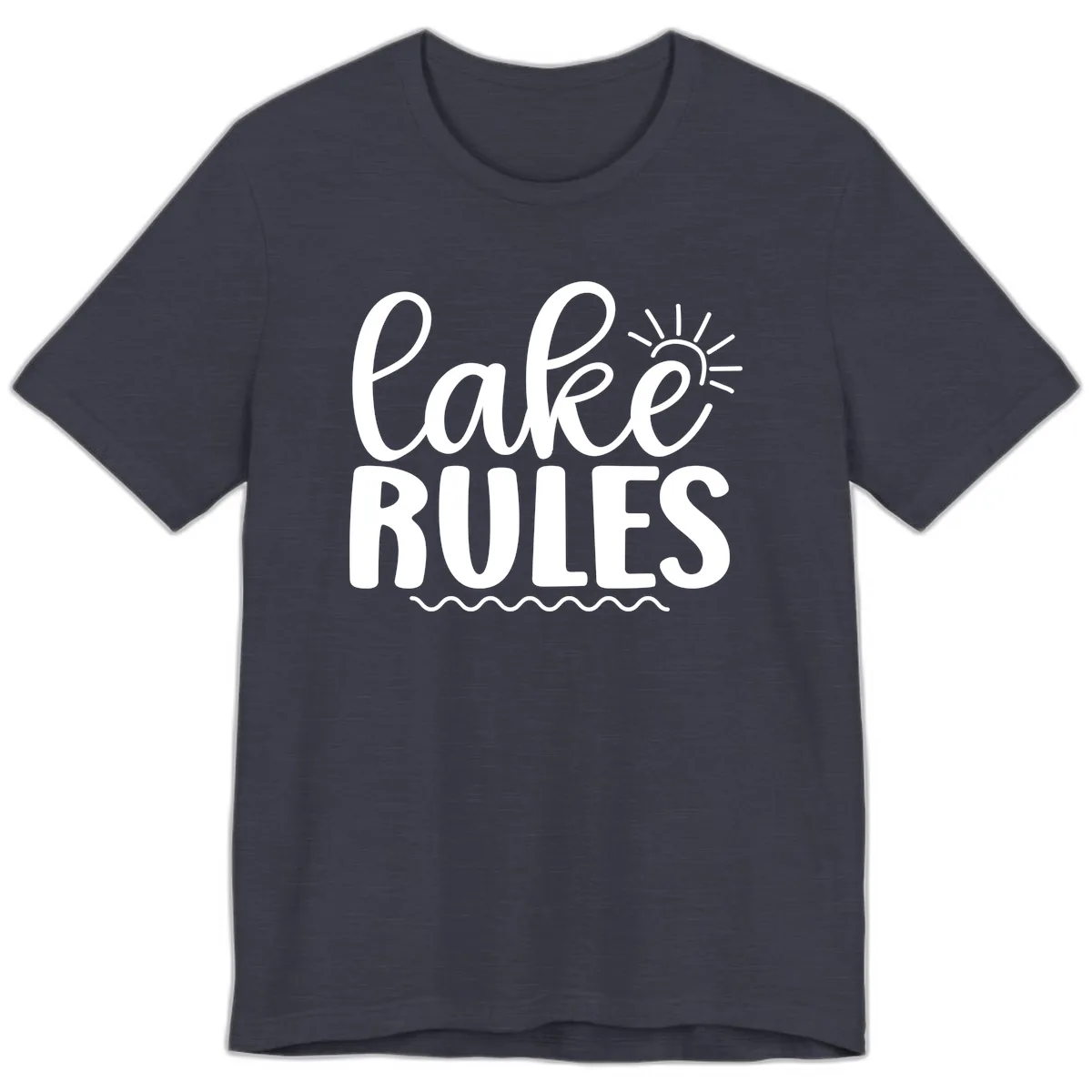 Lake Rules Typography Design Premium T-Shirt in Heather Midnight Navy