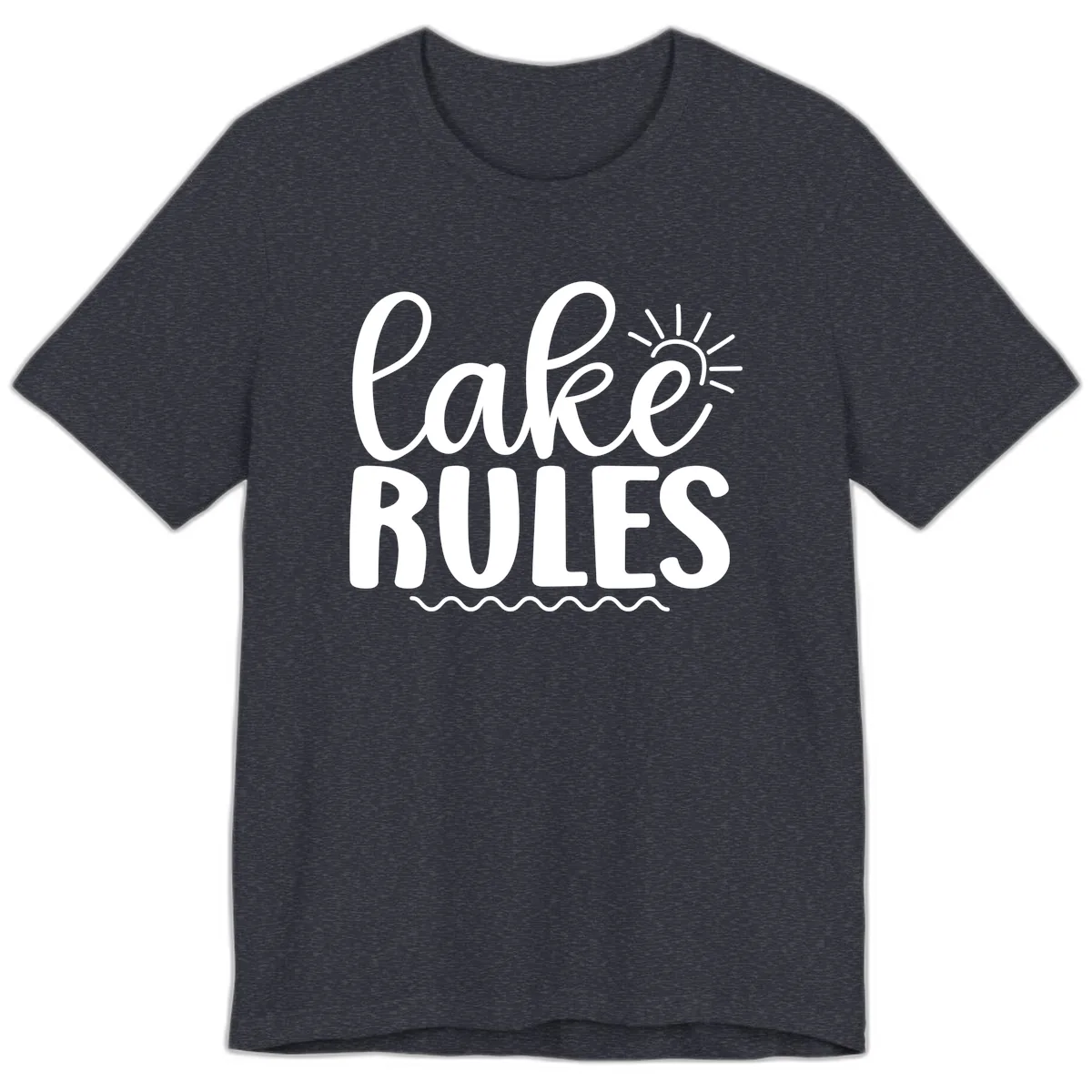 Lake Rules Typography Design Premium T-Shirt in Heather Navy