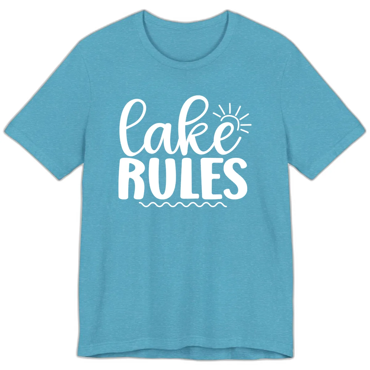 Lake Rules Typography Design Premium T-Shirt in Heather Aqua