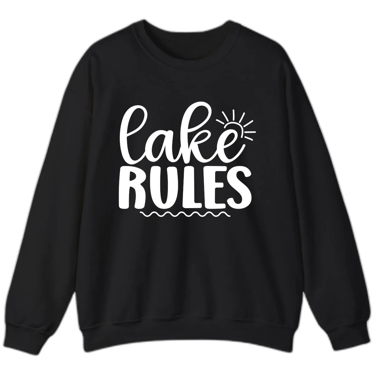 Lake Rules Typography Design Sweatshirt in Black