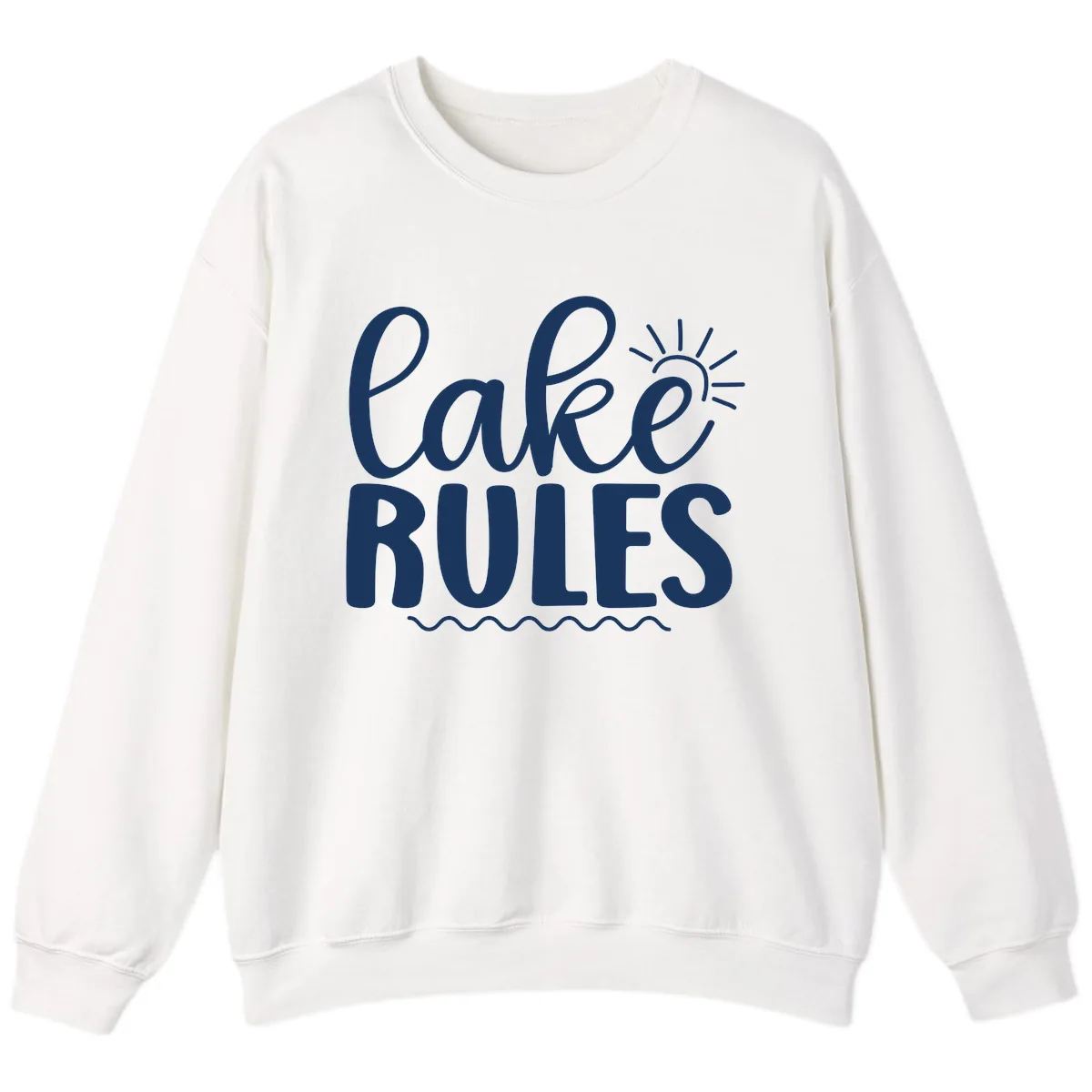 Lake Rules Typography Design Sweatshirt in White