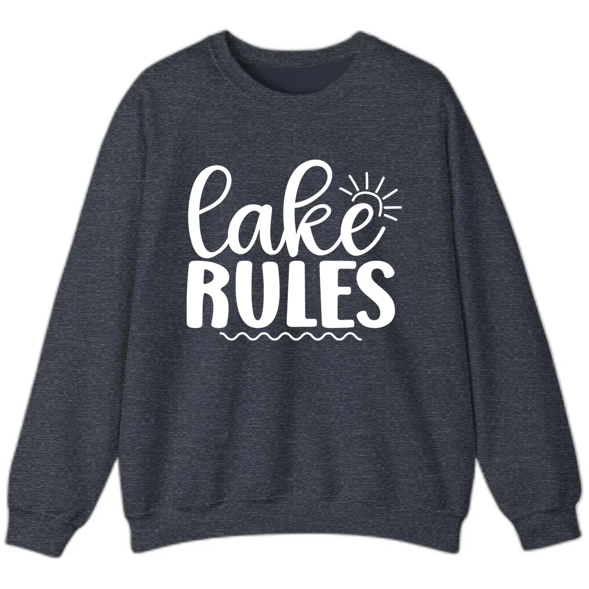 Lake Rules Typography Design Sweatshirt in Heather Sport Dark Navy