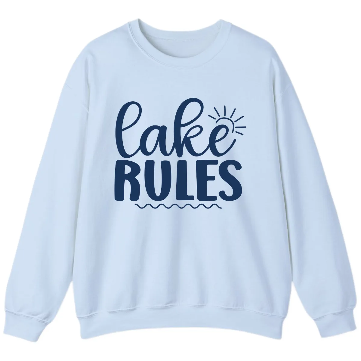 Lake Rules Typography Design Sweatshirt in Light Blue