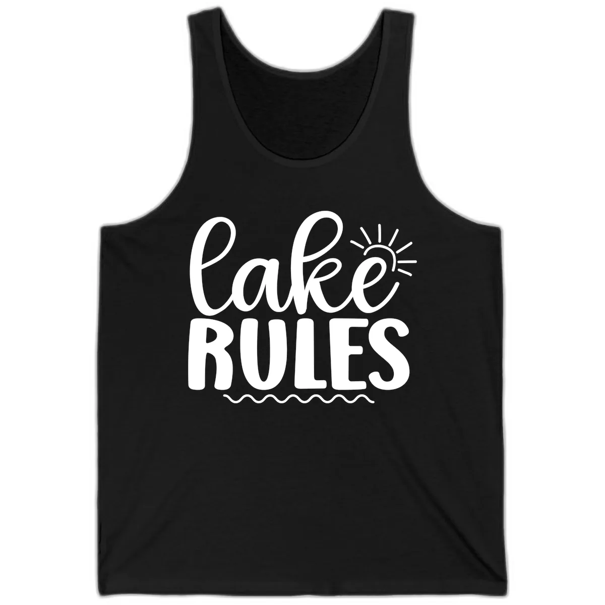 Lake Rules Typography Design Tank in Black