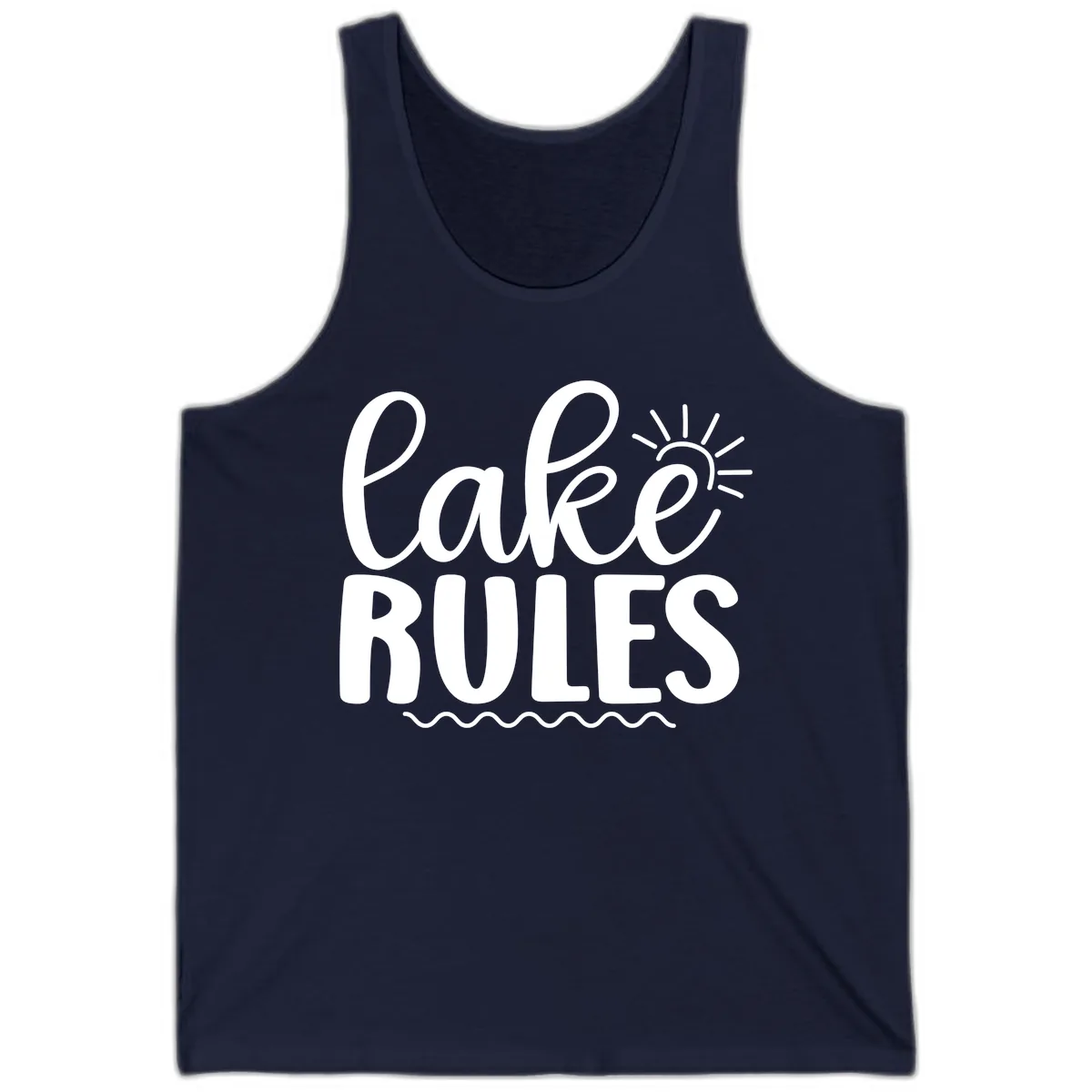 Lake Rules Typography Design Tank in Navy