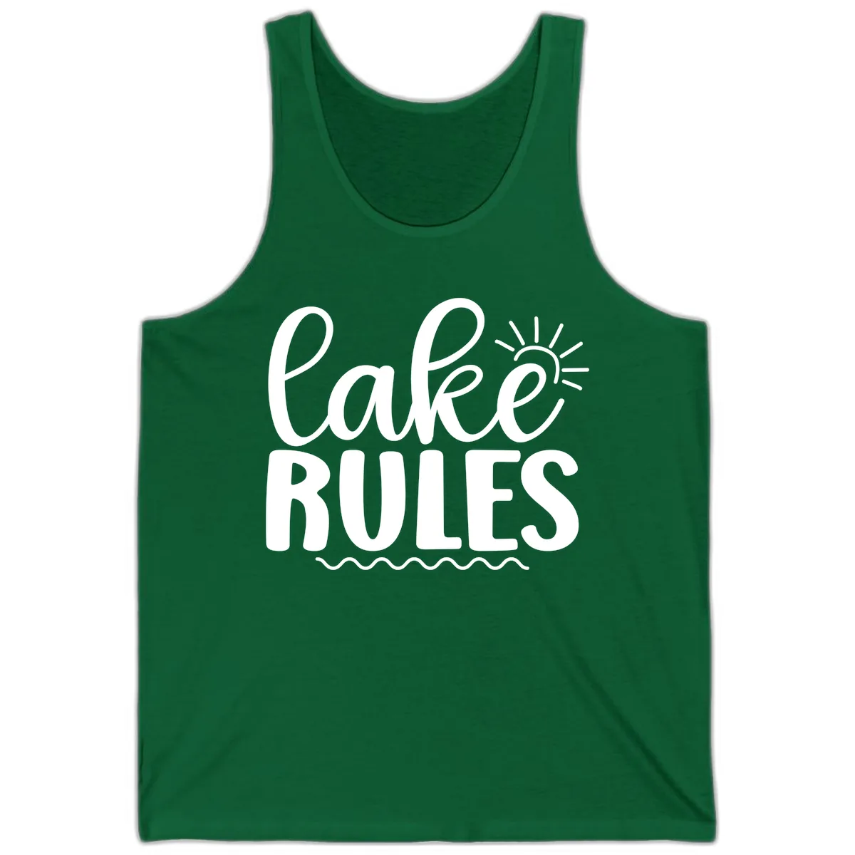 Lake Rules Typography Design Tank in Kelly