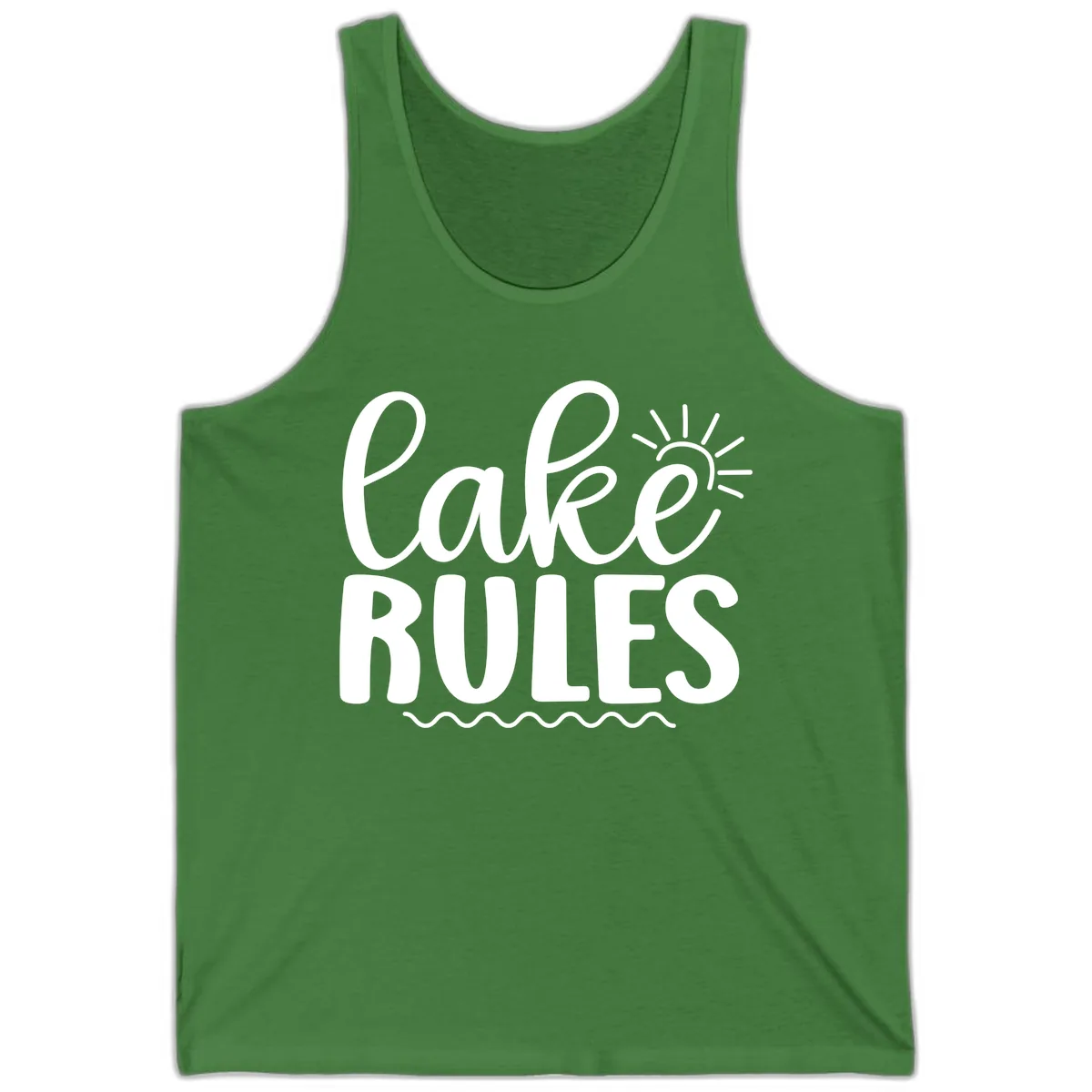 Lake Rules Typography Design Tank in Leaf