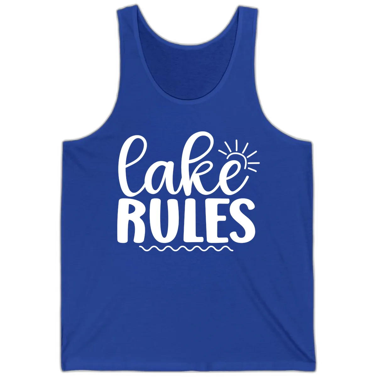 Lake Rules Typography Design Tank in True Royal