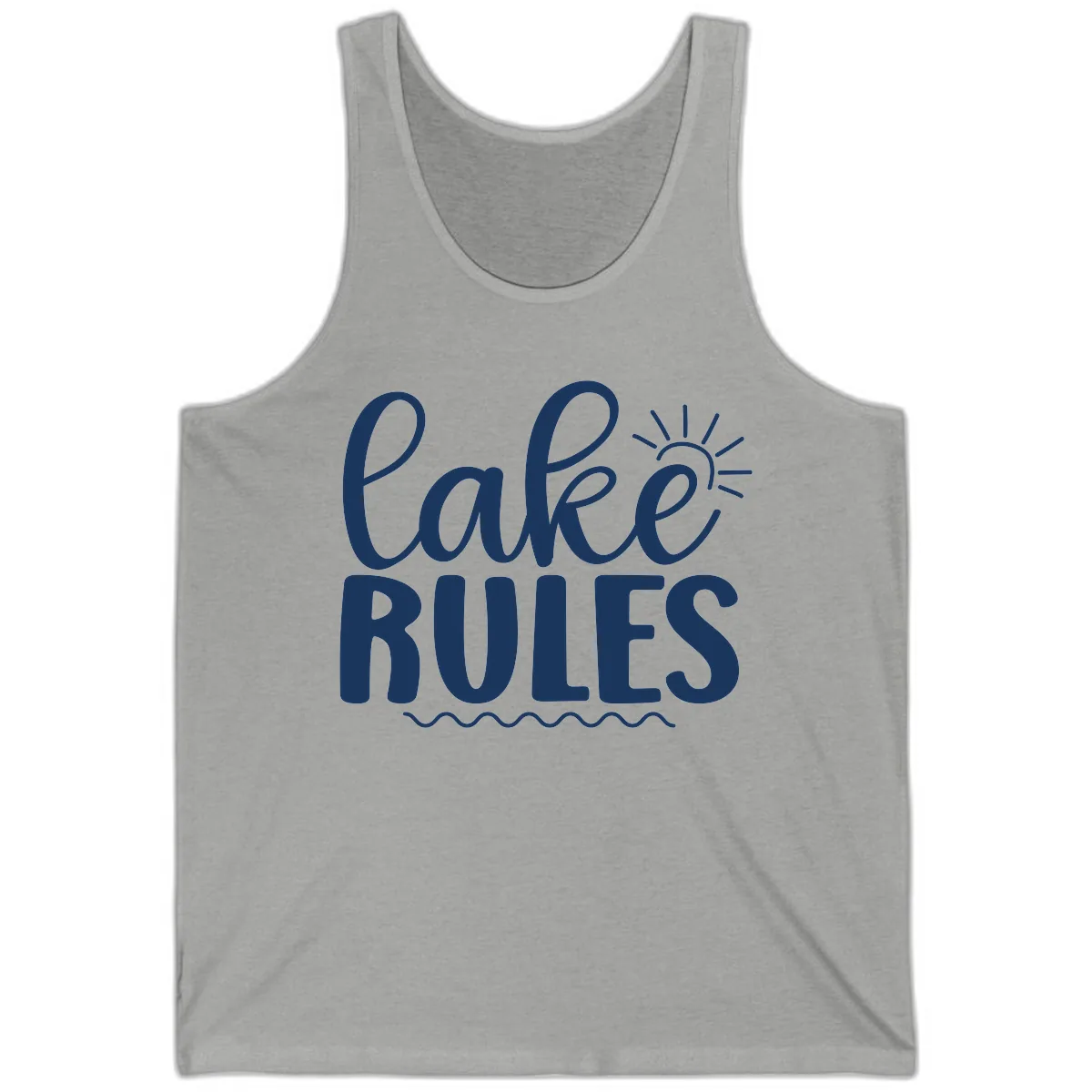 Lake Rules Typography Design Tank in Athletic Heather
