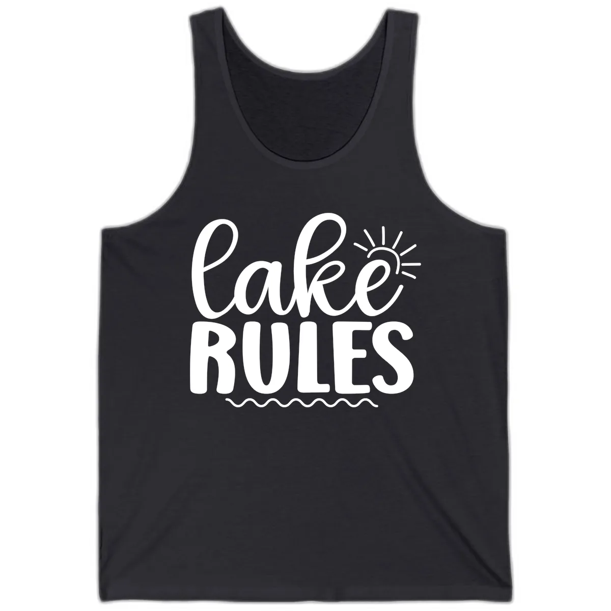 Lake Rules Typography Design Tank in Dark Grey