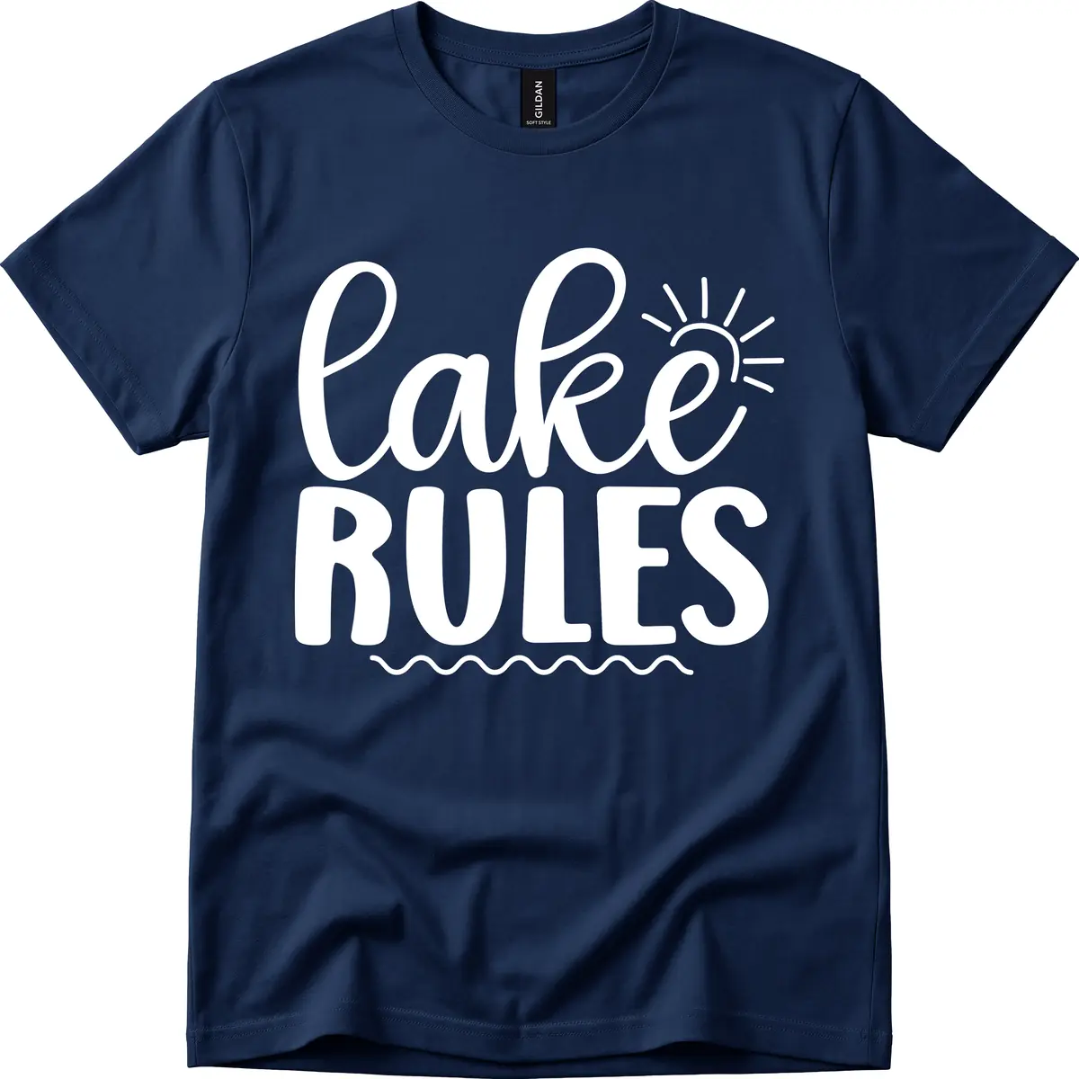 Lake Rules Typography Design T-Shirt in Navy