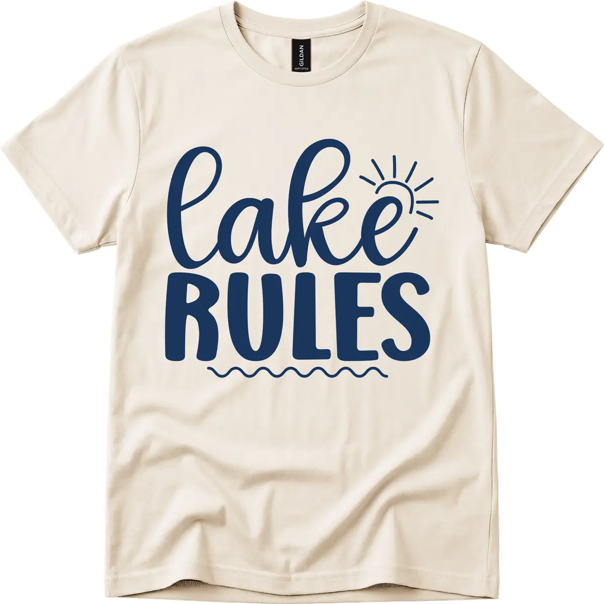 Lake Rules Typography Design T-Shirt in Natural