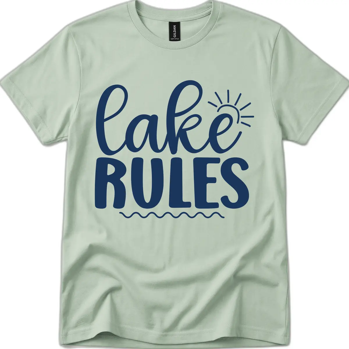 Lake Rules Typography Design T-Shirt in Sage