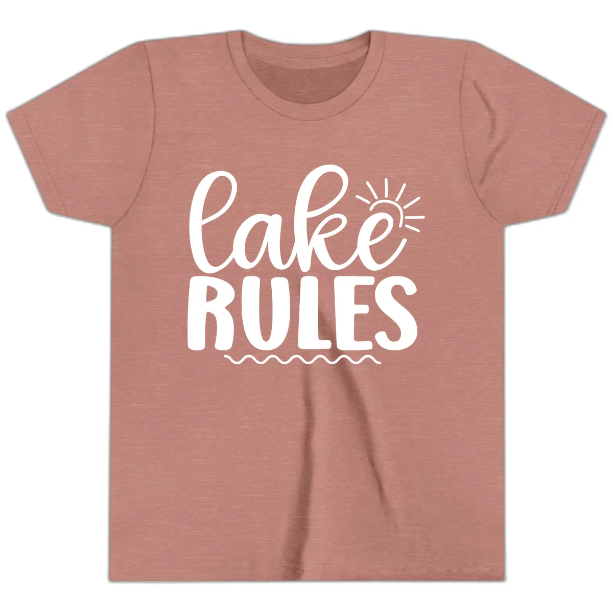 Lake Rules Typography Design Youth T-Shirt in Heather Mauve