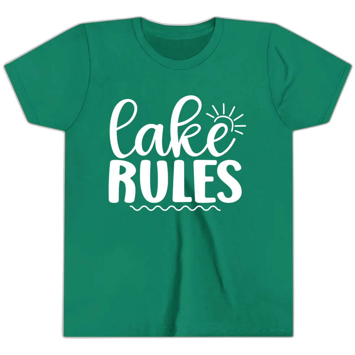 Lake Rules Typography Design Youth T-Shirt in Kelly